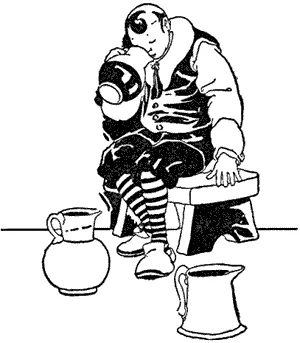 Vị quản gia đang nếm thử rượu bia, ngủ thiếp đi với chiếc bình kề trên môi.