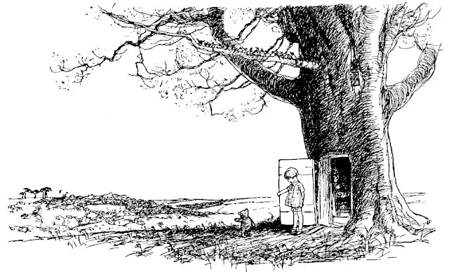 Đây là bức tranh vẽ ngôi nhà của Christopher Robin! Nó là một cái cây cổ thụ lớn!